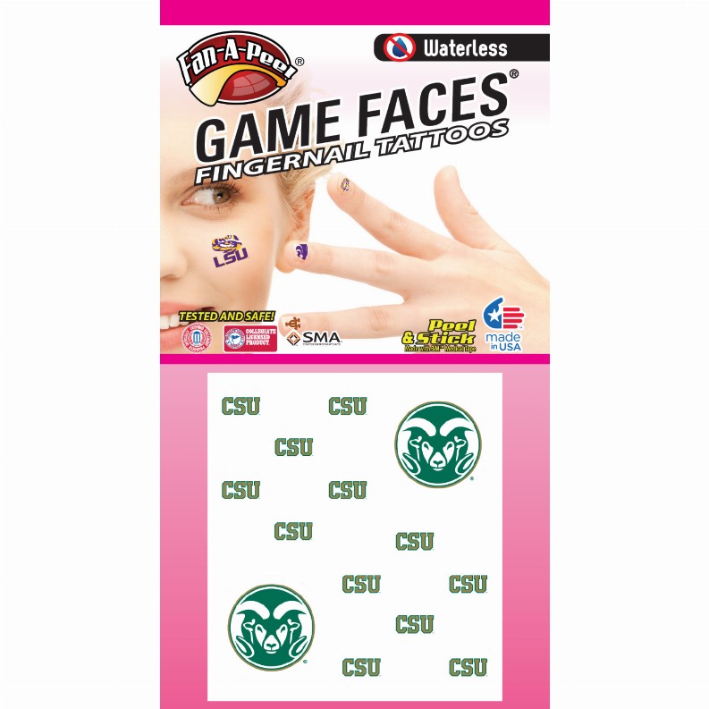 Waterless Peel & Stick Fingernail Fan-A-Peel / Gamesfaces - Colorado StateCombo Pack