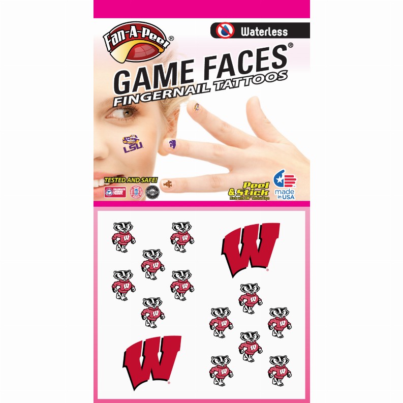 Waterless Peel & Stick Fingernail Fan-A-Peel / Gamesfaces - WisconsinCombo Pack