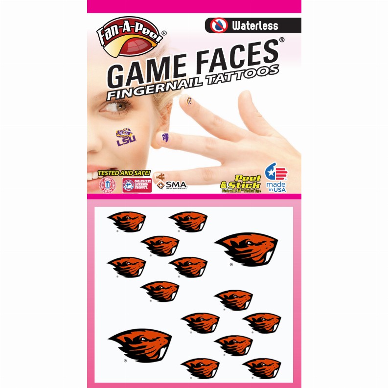 Waterless Peel & Stick Fingernail Fan-A-Peel / Gamesfaces - Oregon StateCombo Pack