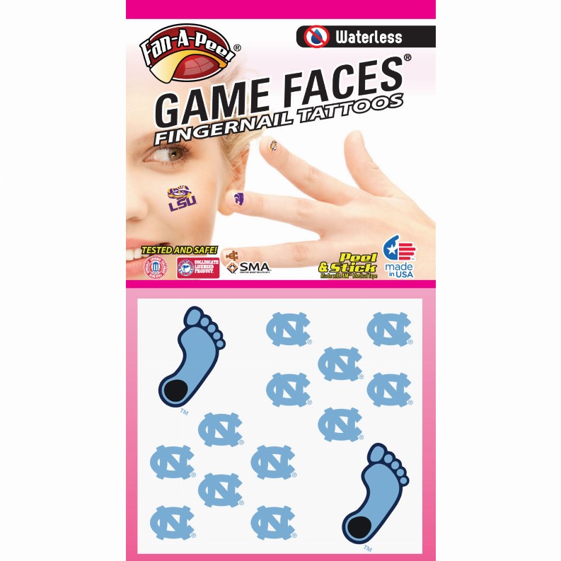 Waterless Peel & Stick Fingernail Fan-A-Peel / Gamesfaces - North CarolinaCombo Pack