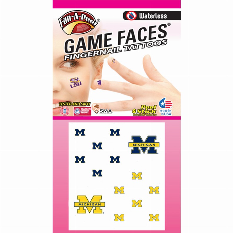Waterless Peel & Stick Fingernail Fan-A-Peel / Gamesfaces - MichiganCombo Pack