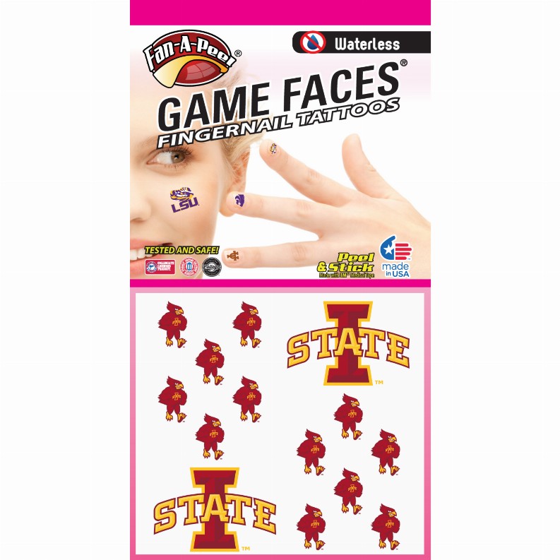 Waterless Peel & Stick Fingernail Fan-A-Peel / Gamesfaces - Iowa StateCombo Pack