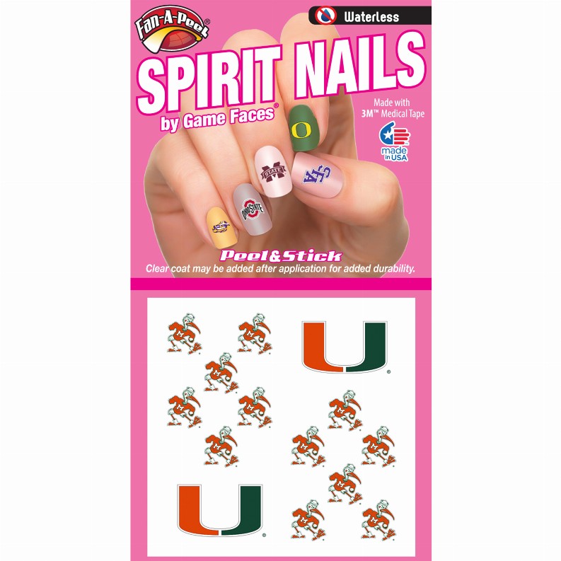 Waterless Peel & Stick Fingernail Fan-A-Peel / Gamesfaces - Miami UniversityFingernails Only