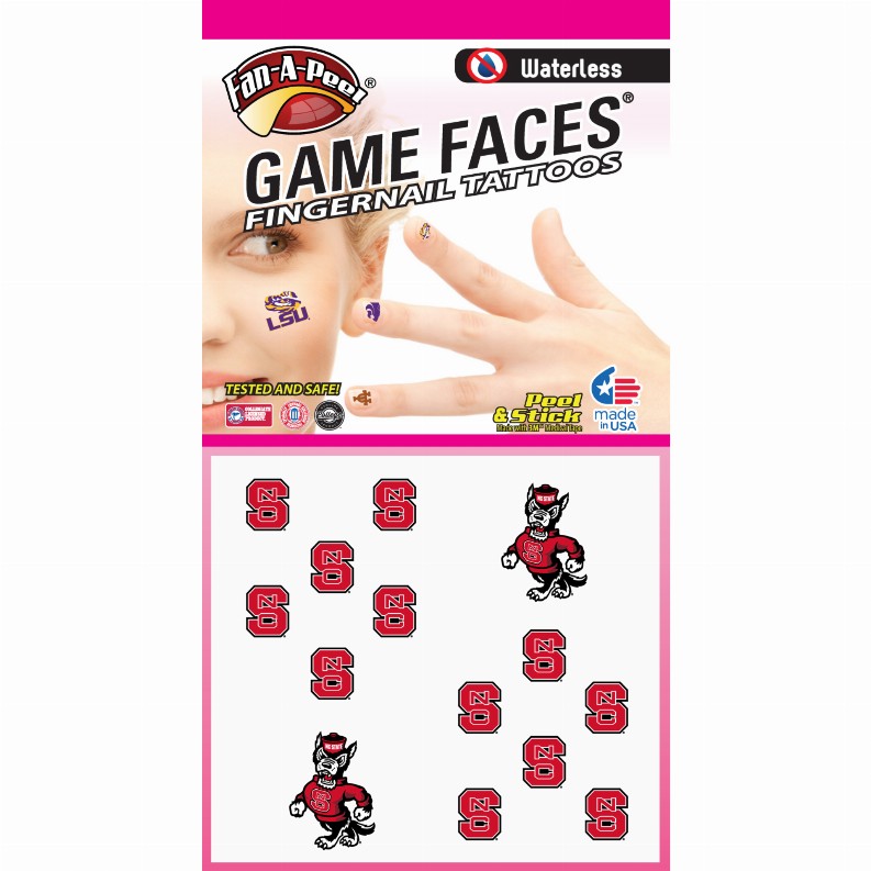 Waterless Peel & Stick Fingernail Fan-A-Peel / Gamesfaces - North Carolina StateCombo Pack