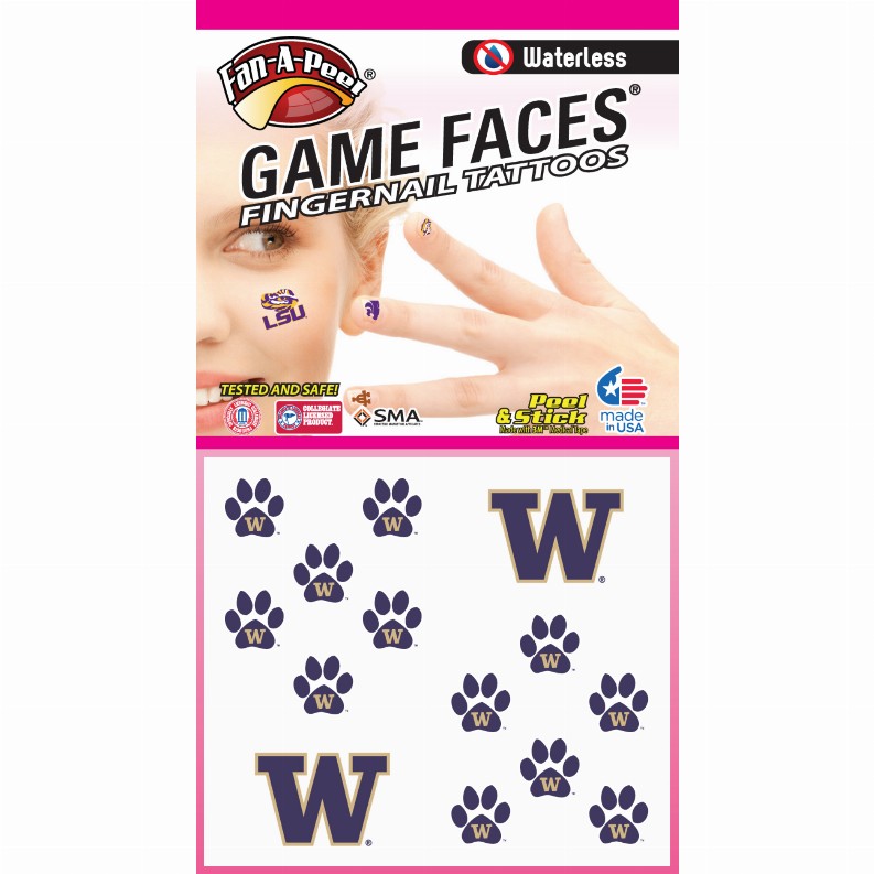Waterless Peel & Stick Fingernail Fan-A-Peel / Gamesfaces - WashingtonCombo Pack