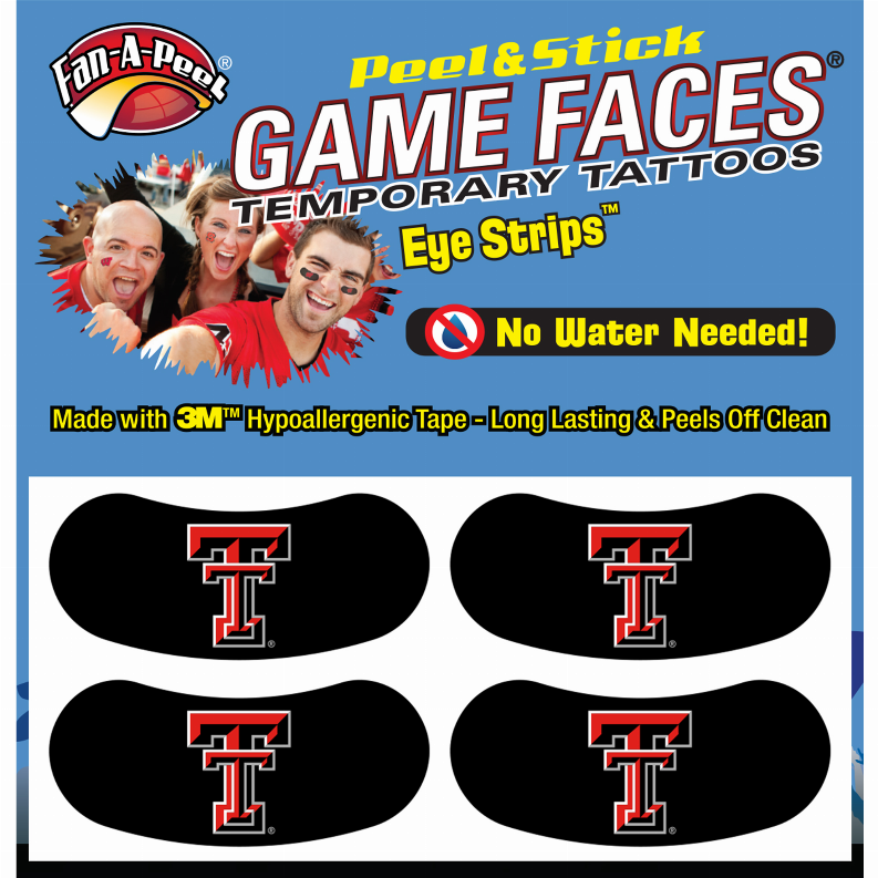 Black Eye Strips Fan-A-Peel / Gamesfaces 1.75" x .75" Texas Tech 