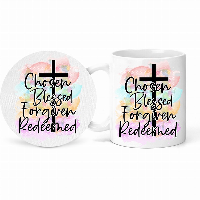 Chosen Blessed Forgiven Mug and Coaster Set