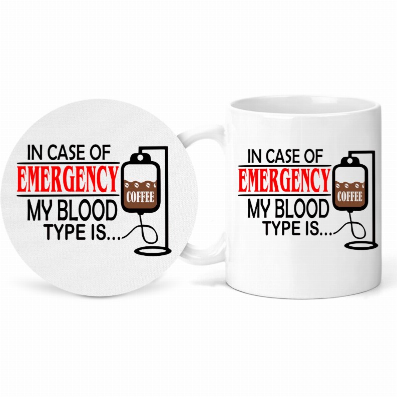 My Blood Type Is Coffee Mug and Coaster Set