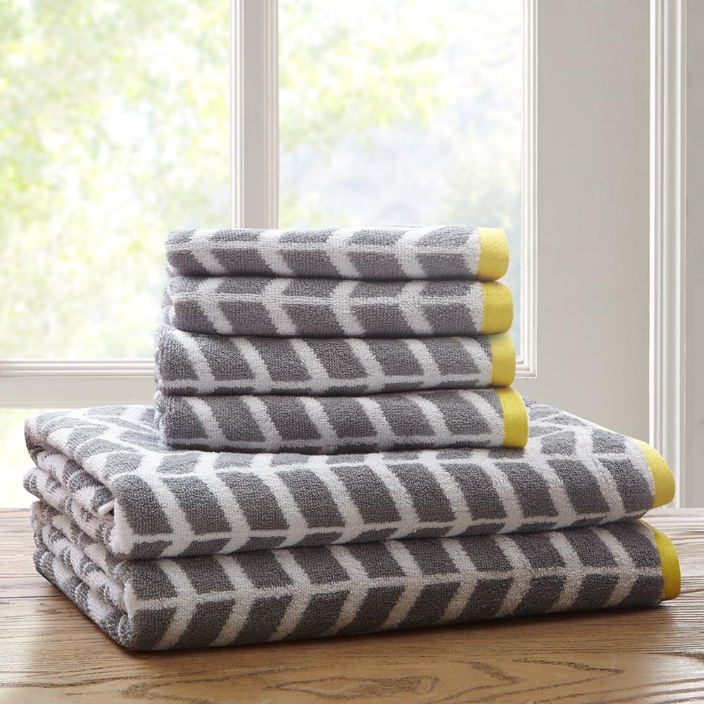100% Cotton Jacquard 6pcs Towel Set,ID91-525