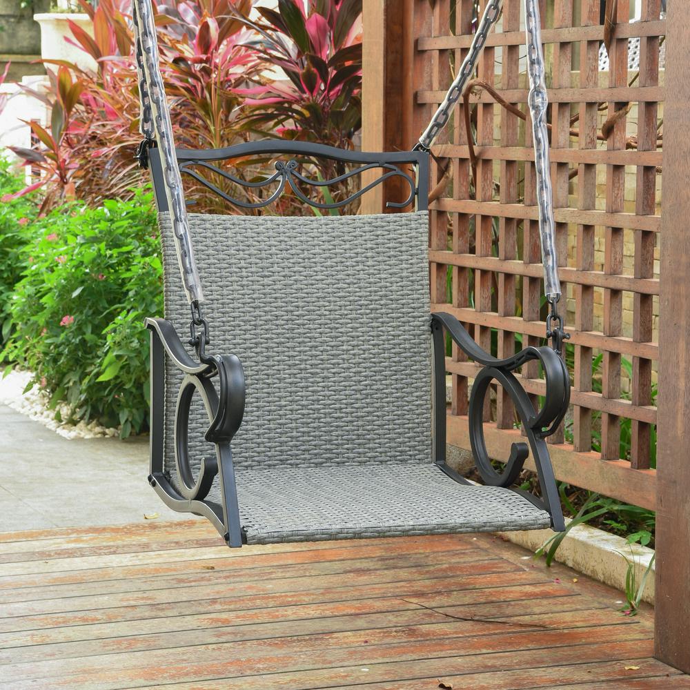 Valencia Resin Wicker/ Steel Hanging Chair Swing, Grey