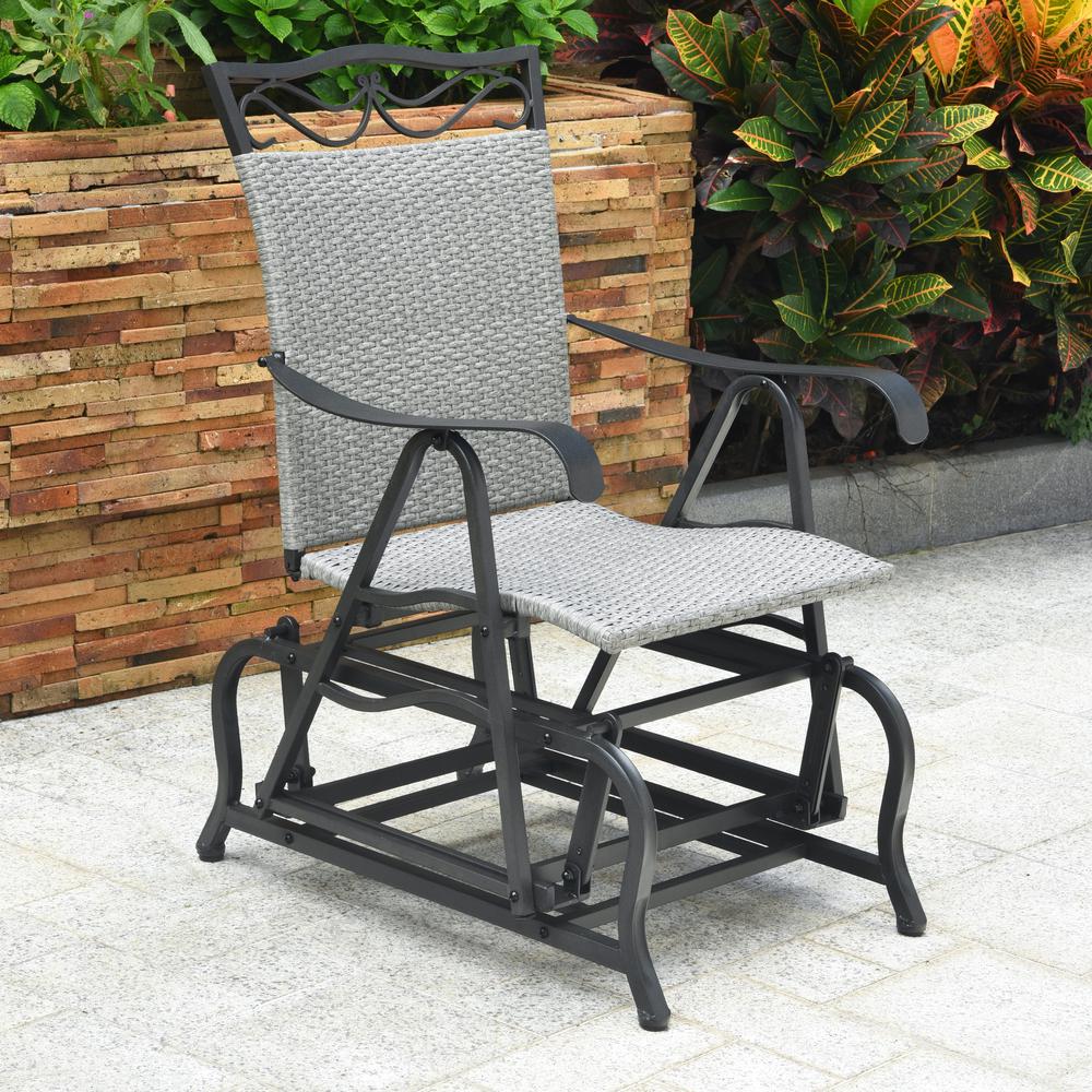 Valencia Resin Wicker/ Steel Glider Chair, Grey
