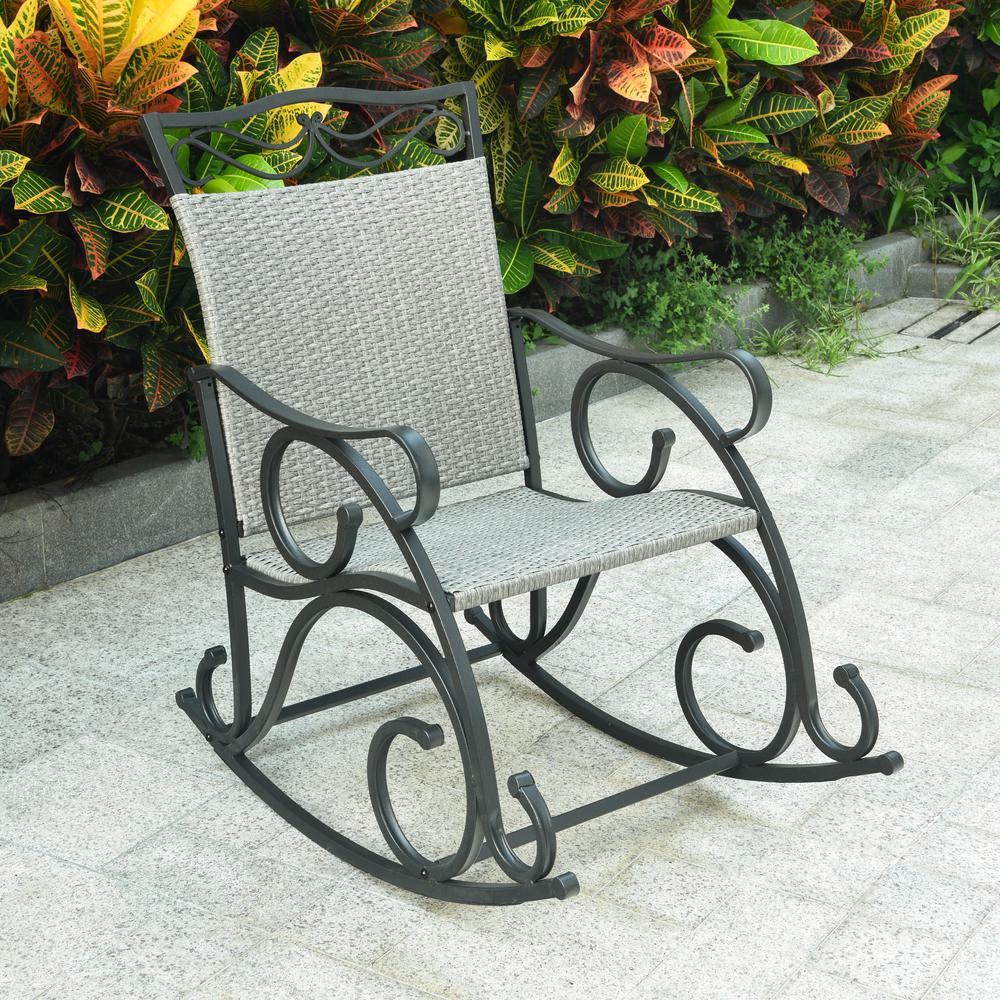Valencia Resin Wicker/ Steel Rocking Chair, Grey