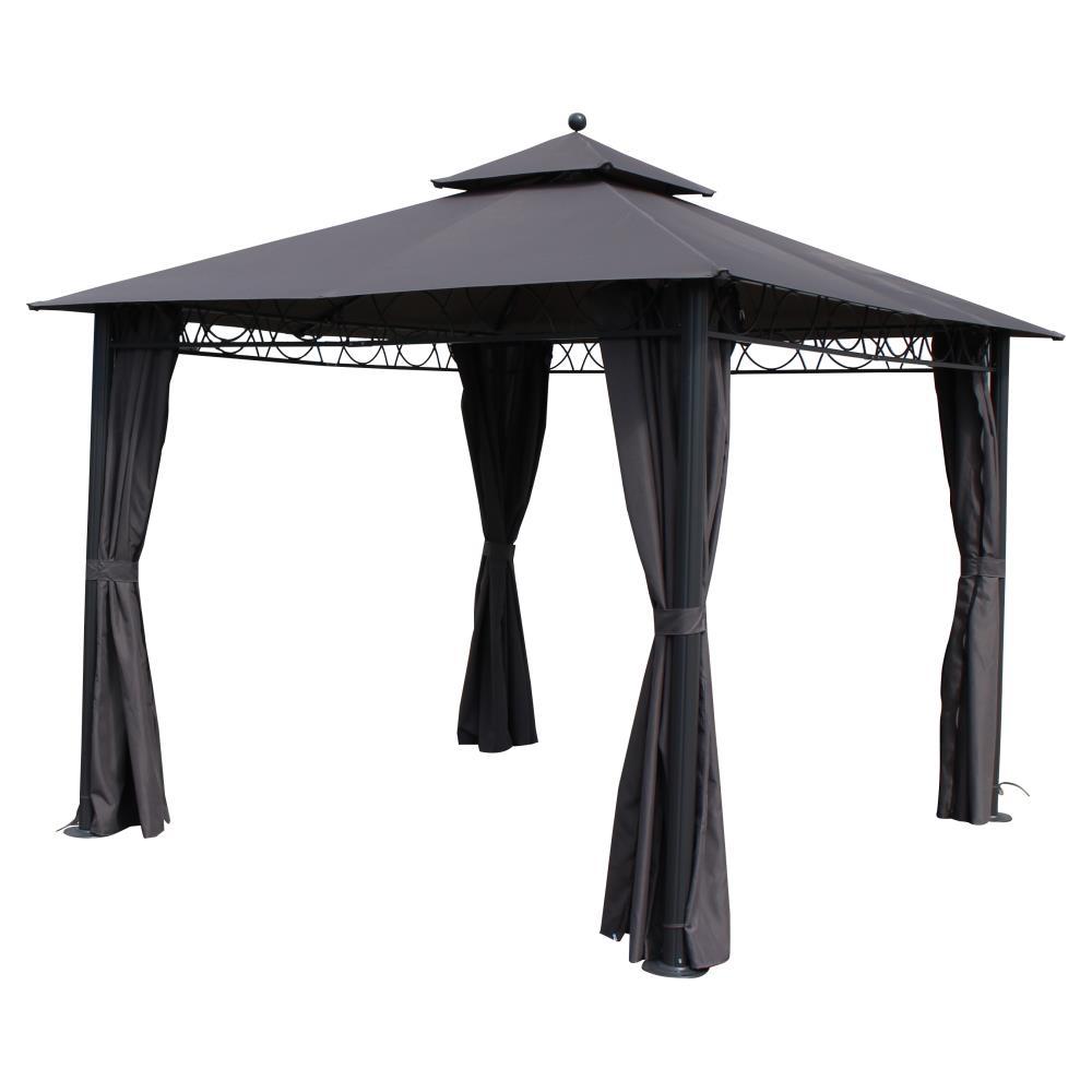St. Kitts 10-foot Aluminum/ Polyester Double-vented and Drapes Square Gazebo, Grey
