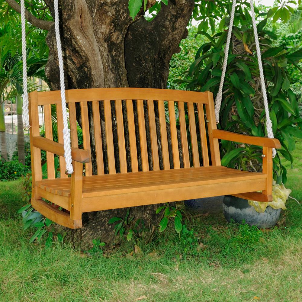 Royal Tahiti Curved Back Wood Two Seated Swing