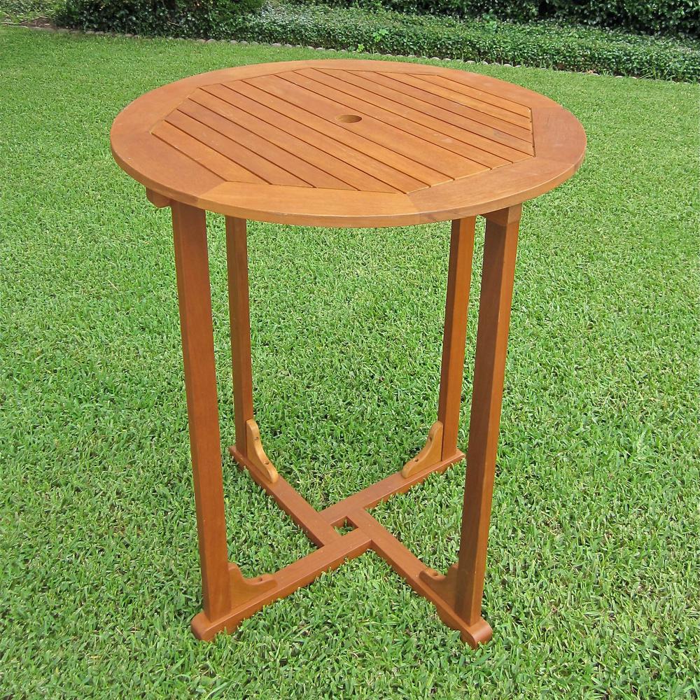 Royal Tahiti Outdoor Wood Bar Height  Round Table