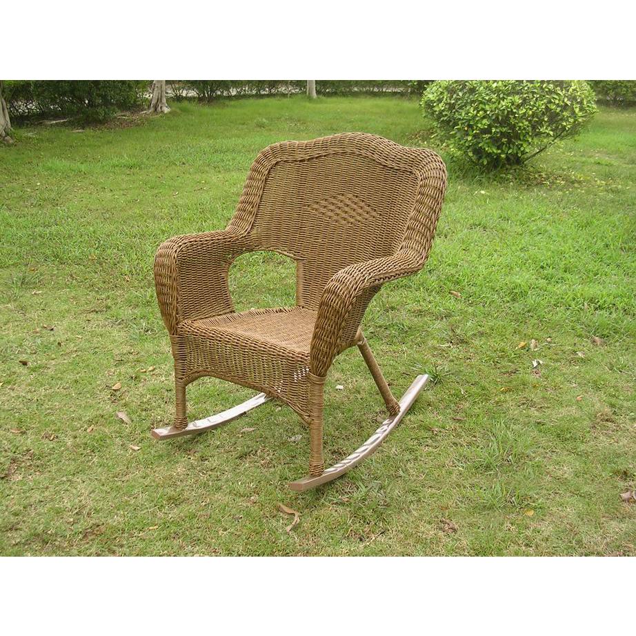 Resin Wicker Camel Back Rocking Chairs (Set of Two)