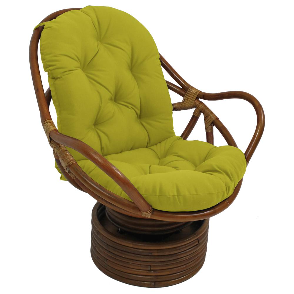 Rattan Swivel Rocker with Outdoor Fabric Cushion, Lime