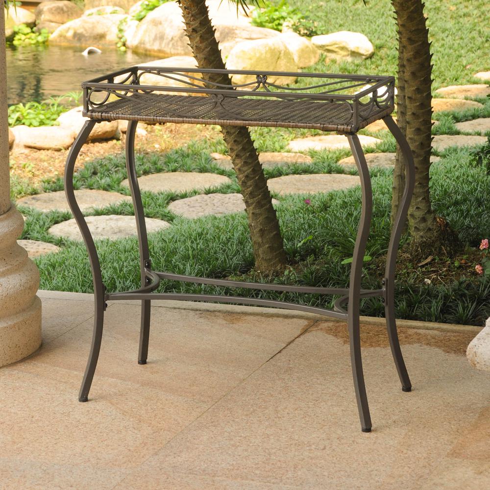 Valencia Resin Wicker/Steel Rectangular Plant Table