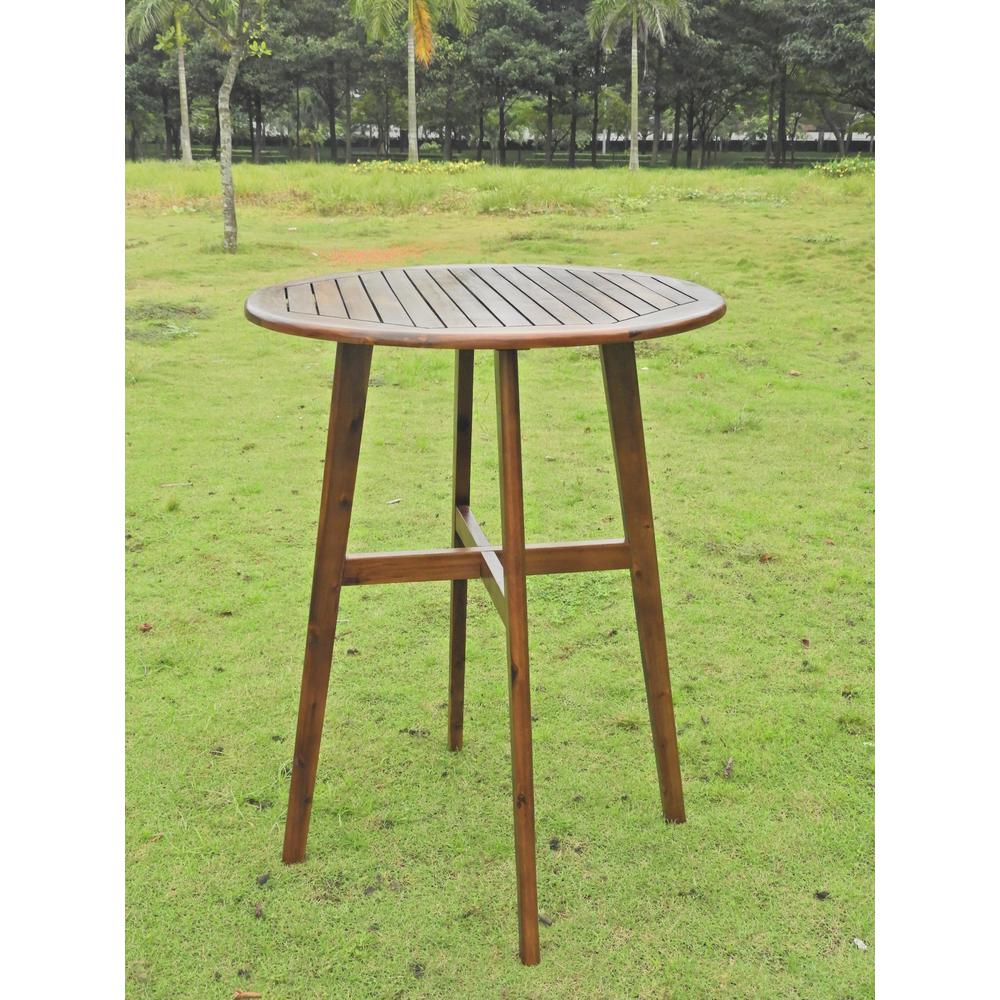 Acacia 32-inch Round Bar Height Table, stain