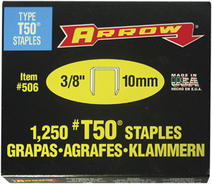 Arrow 50624 T50 Staples, 1,250 pk (3/8")