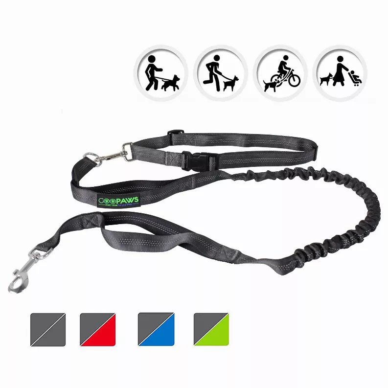 JESPET Hands Free Dog Leash for Running, Walking, Hiking Jogging for Medium & Large Dogs up to 150lbs, Durable Dual Handle Waist