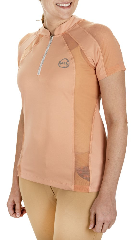 EcoRider by Equine Couture Ella Short Sleeve Sport Shirt XS Coral