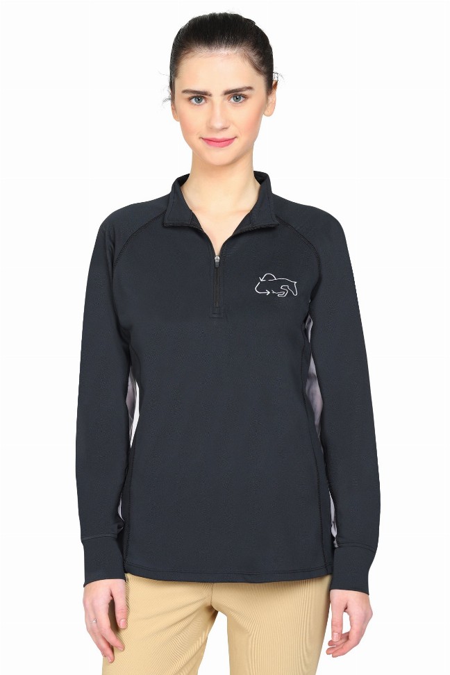 Ecorider By Tuffrider Ladies Denali Sport Shirt S Black Beauty/Grey