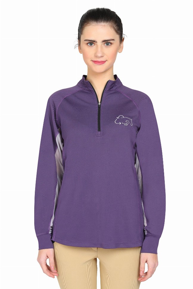 Ecorider By Tuffrider Ladies Denali Sport Shirt M Purple Plum/Grey