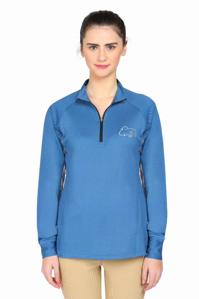 Ecorider By Tuffrider Ladies Denali Sport Shirt XS Dark Blue/Grey