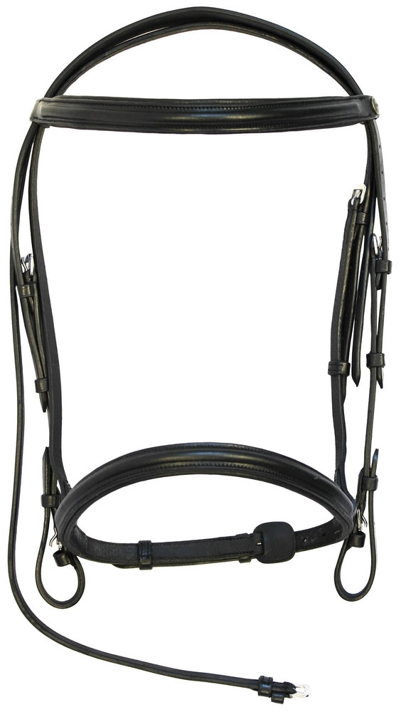 Henri de Rivel Pro Padded Dressage Bridle with Web Reins - Horse Black/Black