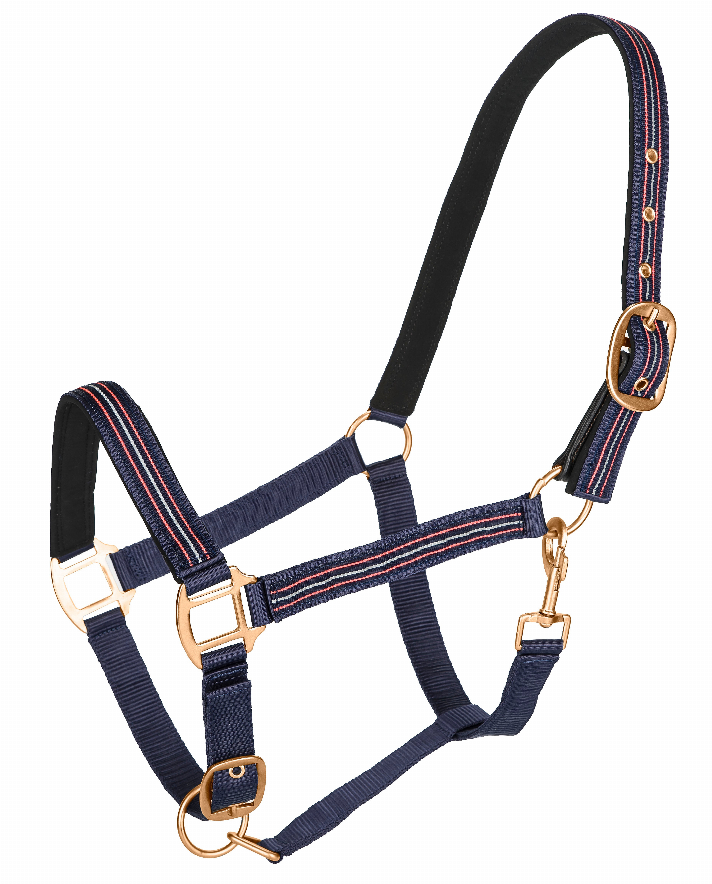 TuffRider Adjustable Nylon Breakaway Halter with Padded Crown and Rose Gold Hardware - C