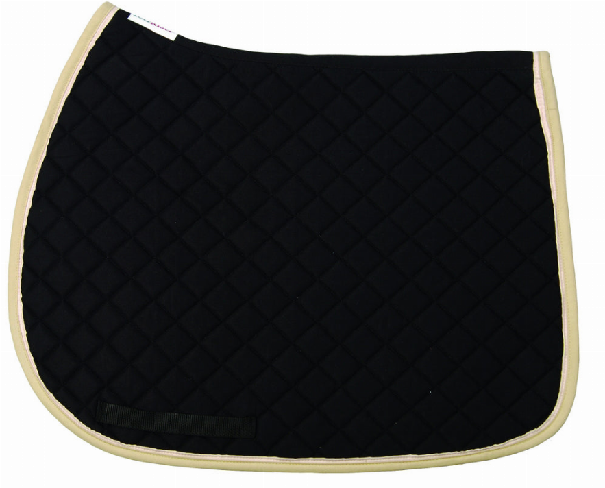 TuffRider Basic All Purpose Saddle Pad with Trim and Piping Black/Light Tan/Cream