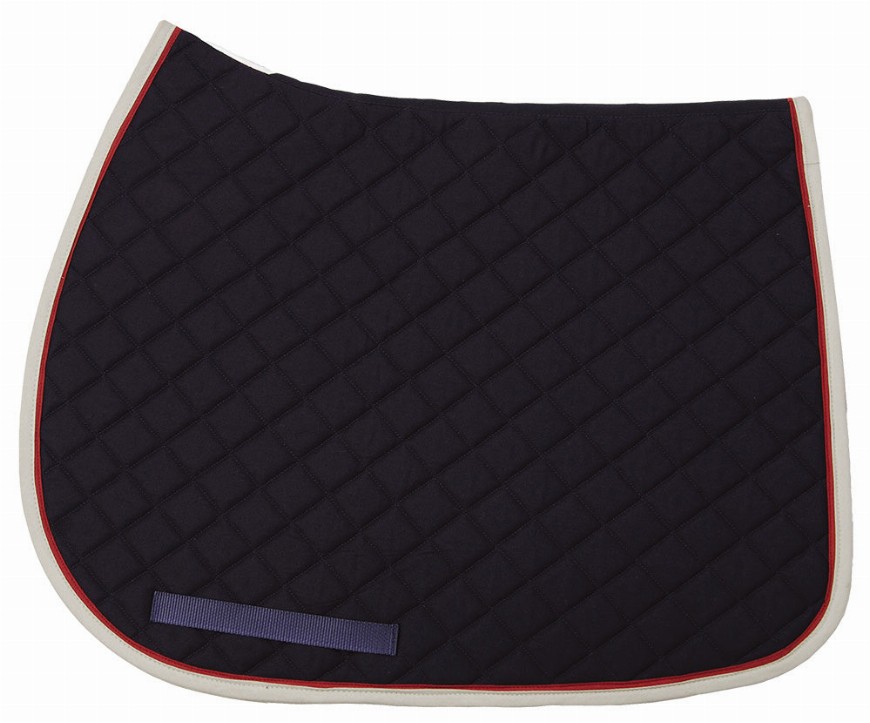 TuffRider Basic All Purpose Saddle Pad with Trim and Piping Navy/Light Gray/Burgundy