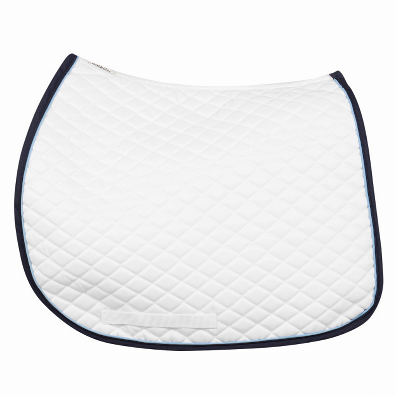 TuffRider Basic All Purpose Saddle Pad with Trim and Piping White/Navy/Light Blue