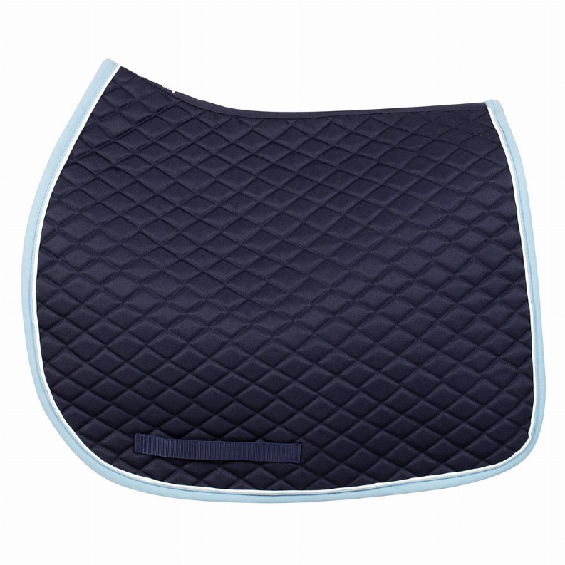 TuffRider Basic All Purpose Saddle Pad with Trim and Piping Navy/Light Blue/White