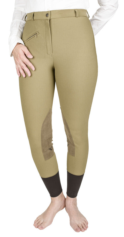TuffRider Ladies Ribb Knee Patch Breeches  24  Taupe 