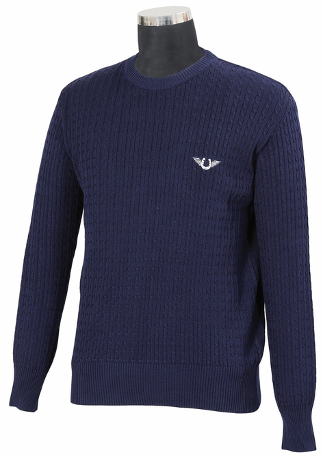 Classic Cable Knit Sweater  X-Large  Navy 