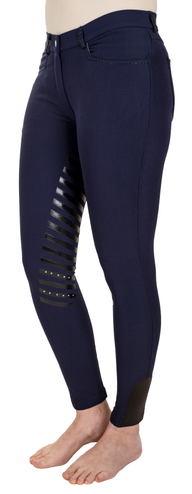 Equine Couture Ladies Nora Extended Knee Patch Breeches  24  Navy 