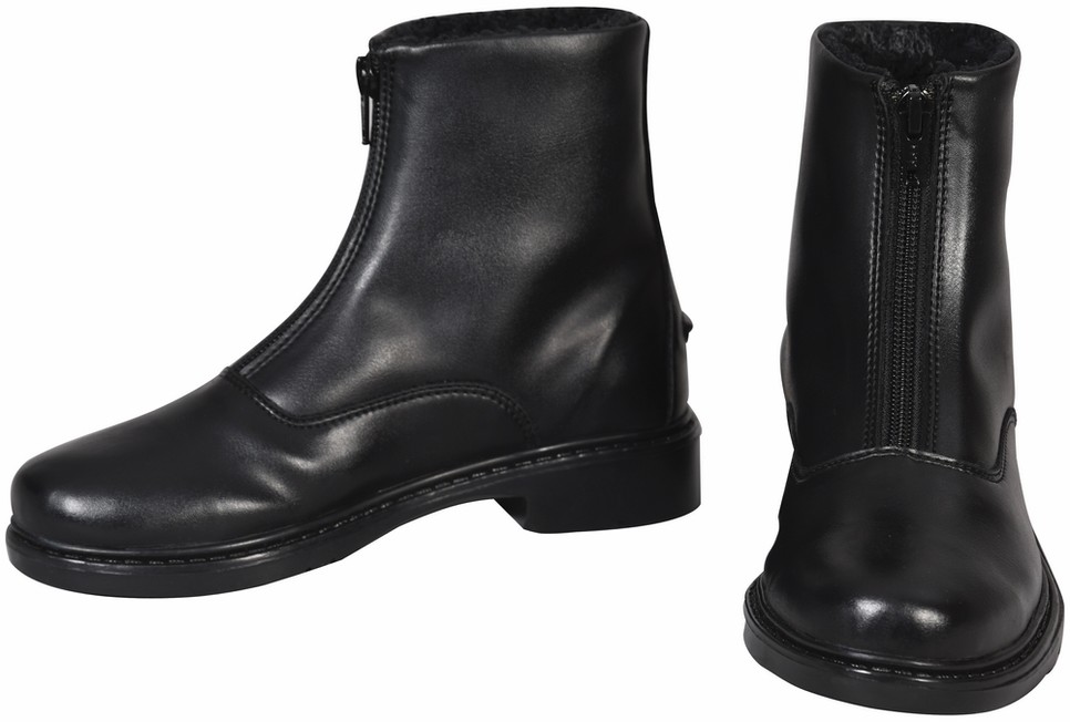 TuffRider Children's Starter Winter Fleece-Lined Front Zip Paddock Boots 2 Black