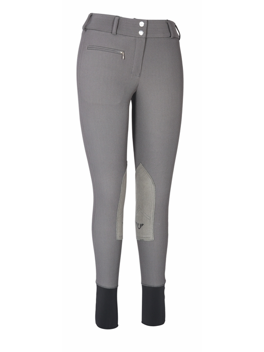 TuffRider Ladies Ribb Lowrise Wide Waistband Knee Patch Breeches  26  Charcoal 