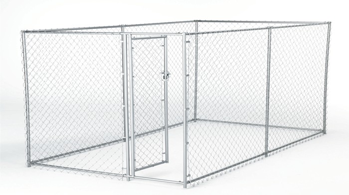 Lucky Dog 4'H x 5'W x 10'L or 4'H x 8'W x 6.5'L - 2 in 1 Galvanized Chain link w/ PC Frame, kit in a box