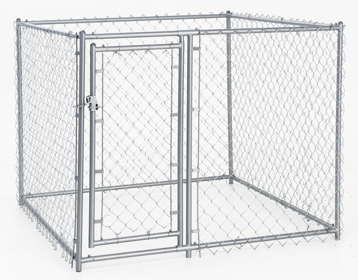 Lucky Dog 4'H x 5'W x 5'L Galvanized Chain Link w/PC Frame, kit in a box