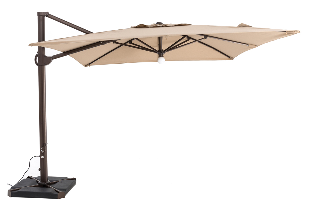 TrueShade Plus 10' x 10' Cantilever Square Umbrella W/Light Heather Beige