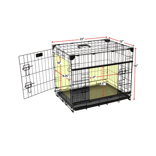 Lucky Dog 22 Sliding Double Door Dog Crate | 2nd Side Door Access | Patented Corner Stabilizers | Removable Tray | Rubber Feet