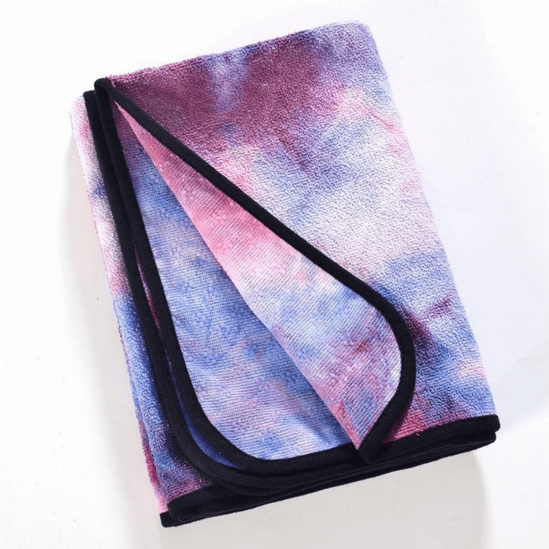 Tie Dye Yoga Mat Towel with Slip-Resistant Grip Dots - Pink/Blue