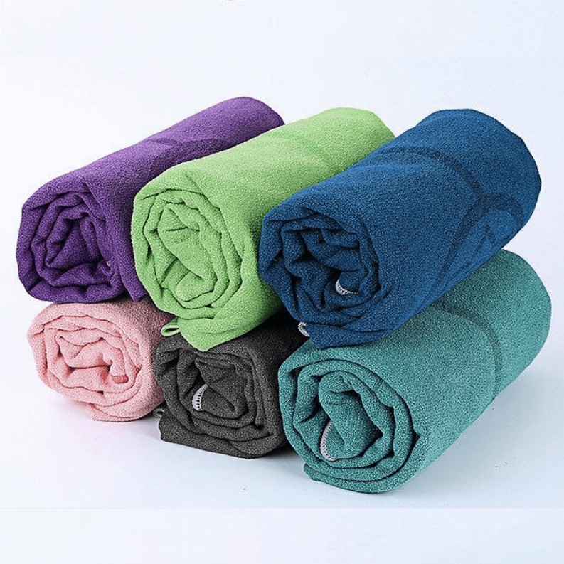 Yoga Mat Towel with Slip-Resistant Fabric and Posture Alignment Lines - Natural Green