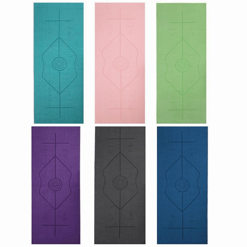 Yoga Mat Towel with Slip-Resistant Fabric and Posture Alignment Lines - Soothing Pink