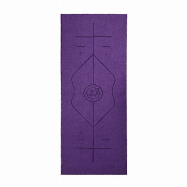 Yoga Mat Towel with Slip-Resistant Fabric and Posture Alignment Lines - Primal Purple
