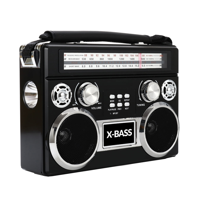 Portable 3 Band Radio with Bluetooth and Flashlight