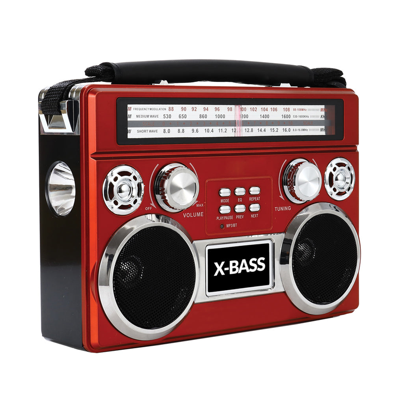 Portable 3 Band Radio with Bluetooth and Flashlight